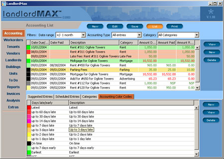 LandlordMax Property Management Software Accounting Screenshot