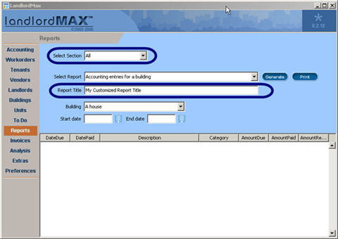 LandlordMax v2.12 Custom Report Title Feature