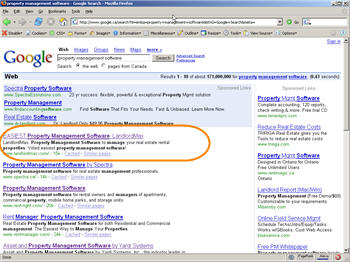 Property Management Software Google Search Results Screenshot