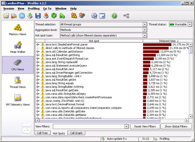 JProfiler CPU Hotspot