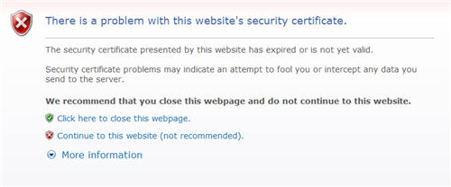 SSL warning page