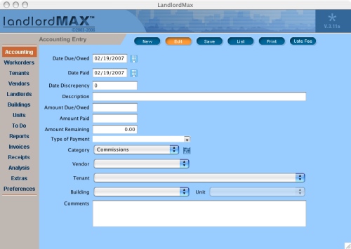 LandlordMax Property Management Software Screenshot